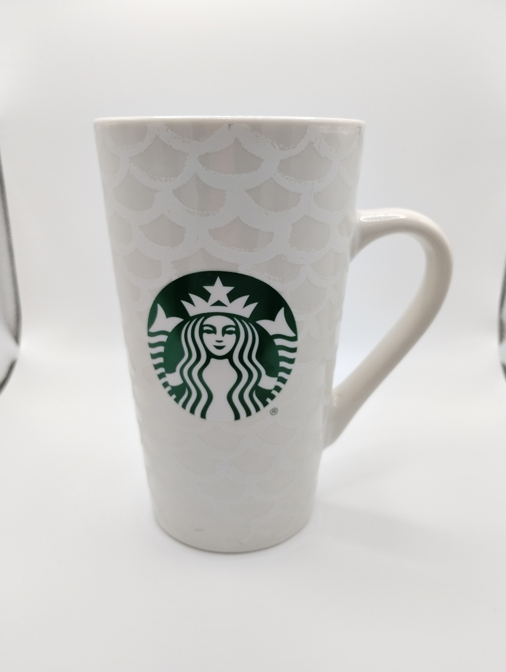 2020 Starbucks  White Mermaid Scales Logo Ceramic 16oz Coffee Mug Tall